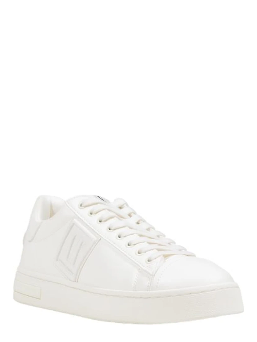 White Polyester Low Top Sneakers