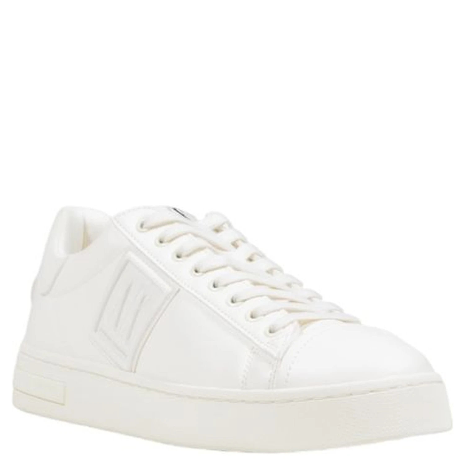 White Polyester Low Top Sneakers