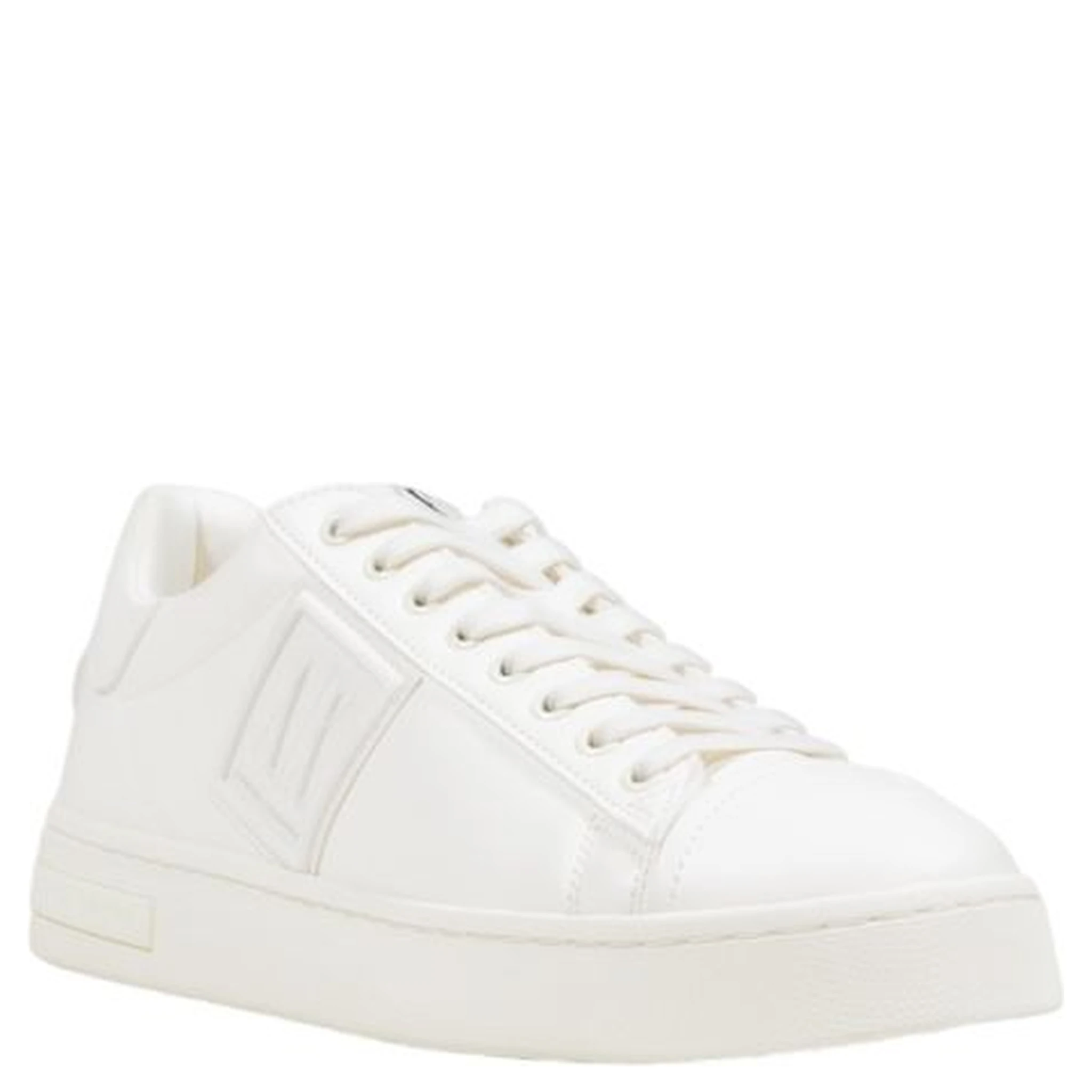 White Polyester Low Top Sneakers