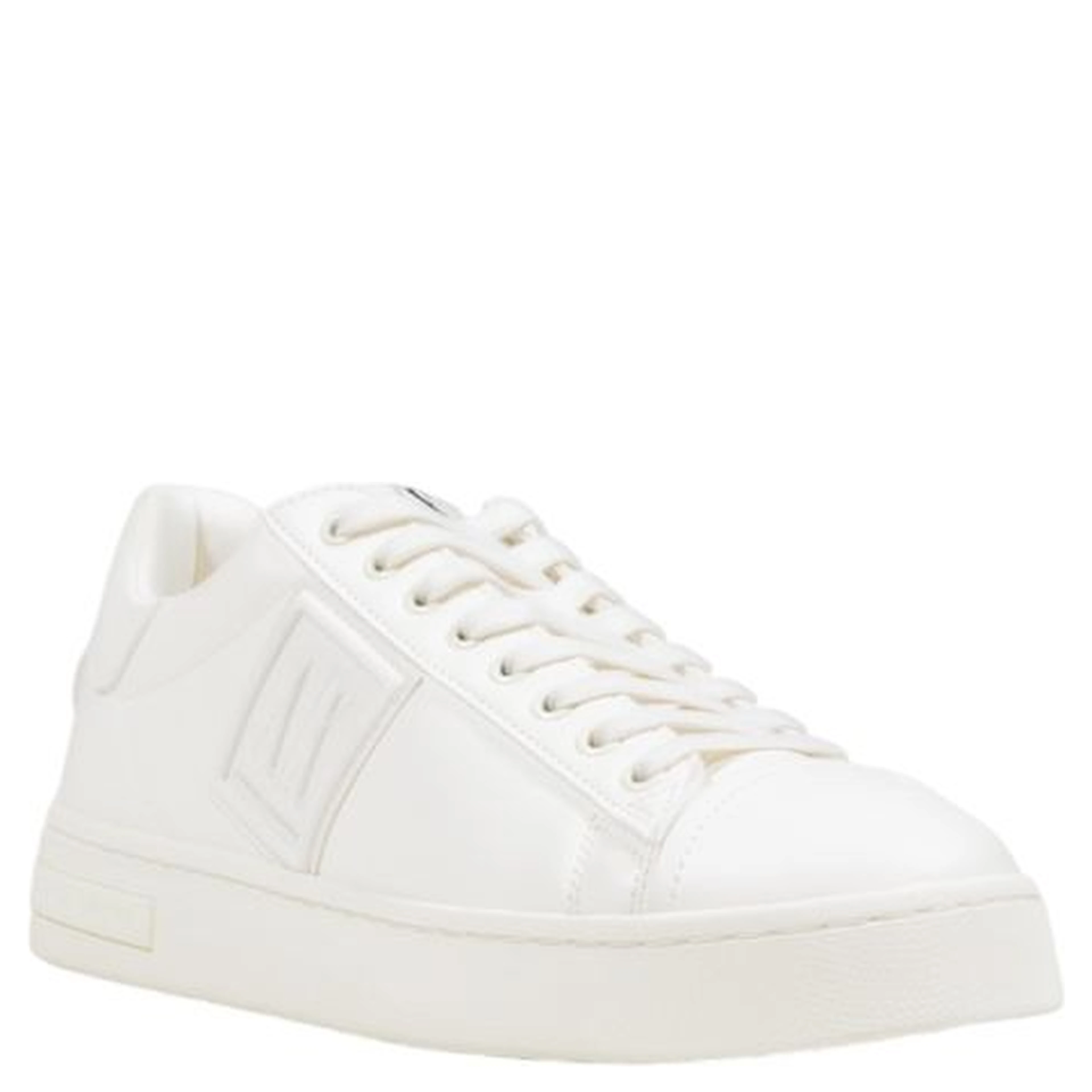 White Polyester Low Top Sneakers