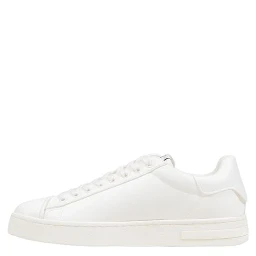 White Polyester Low Top Sneakers
