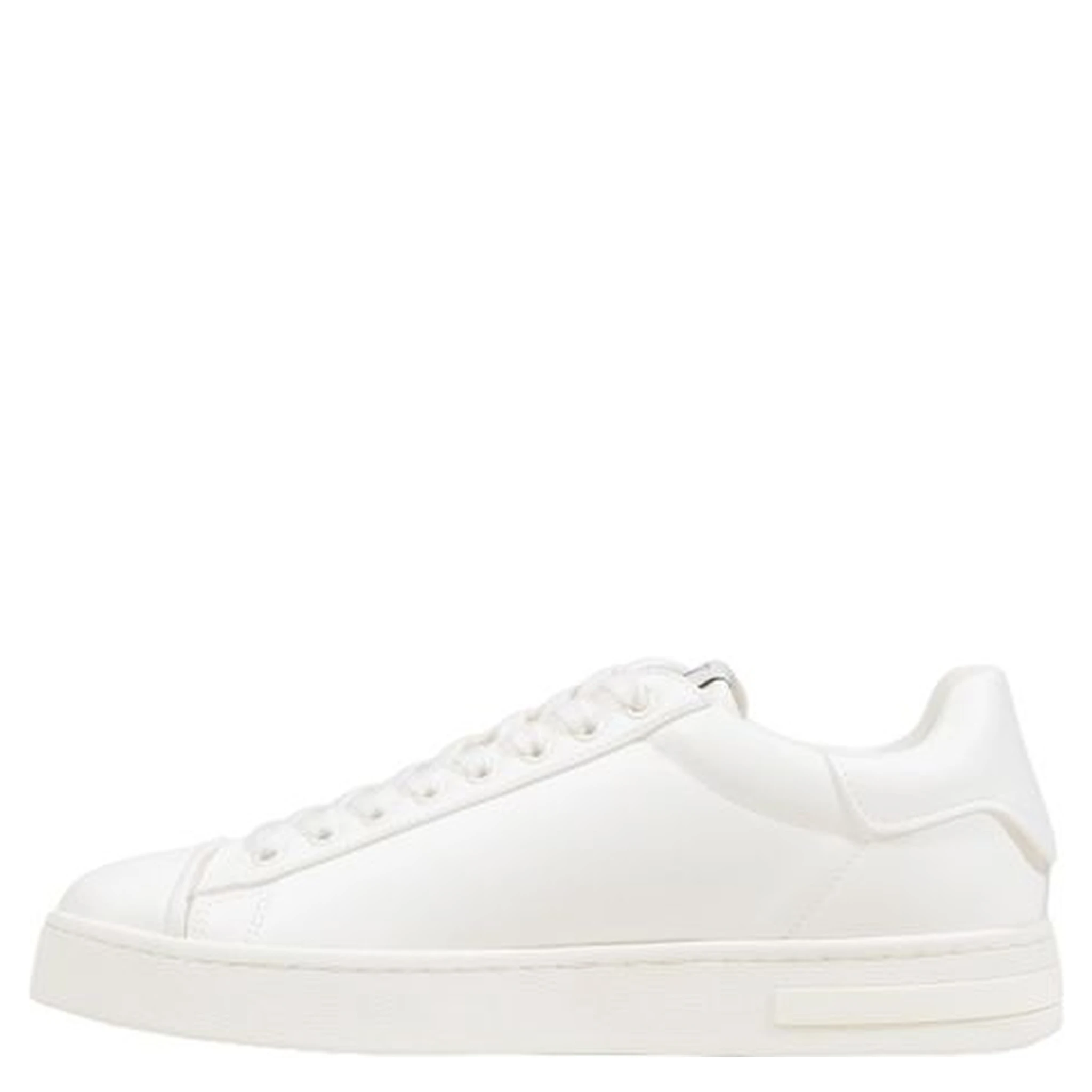 White Polyester Low Top Sneakers