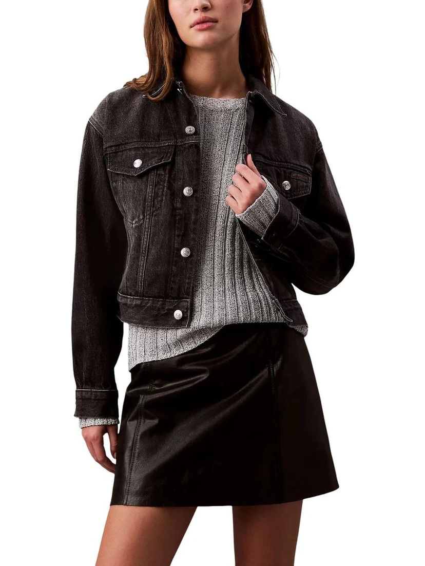 Black Cotton Denim Jacket