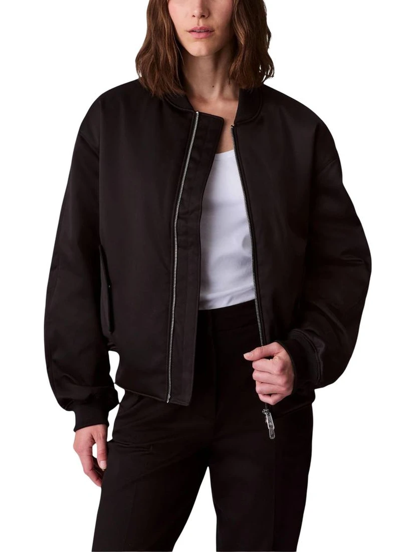 Black Recycled Polyester Bomber