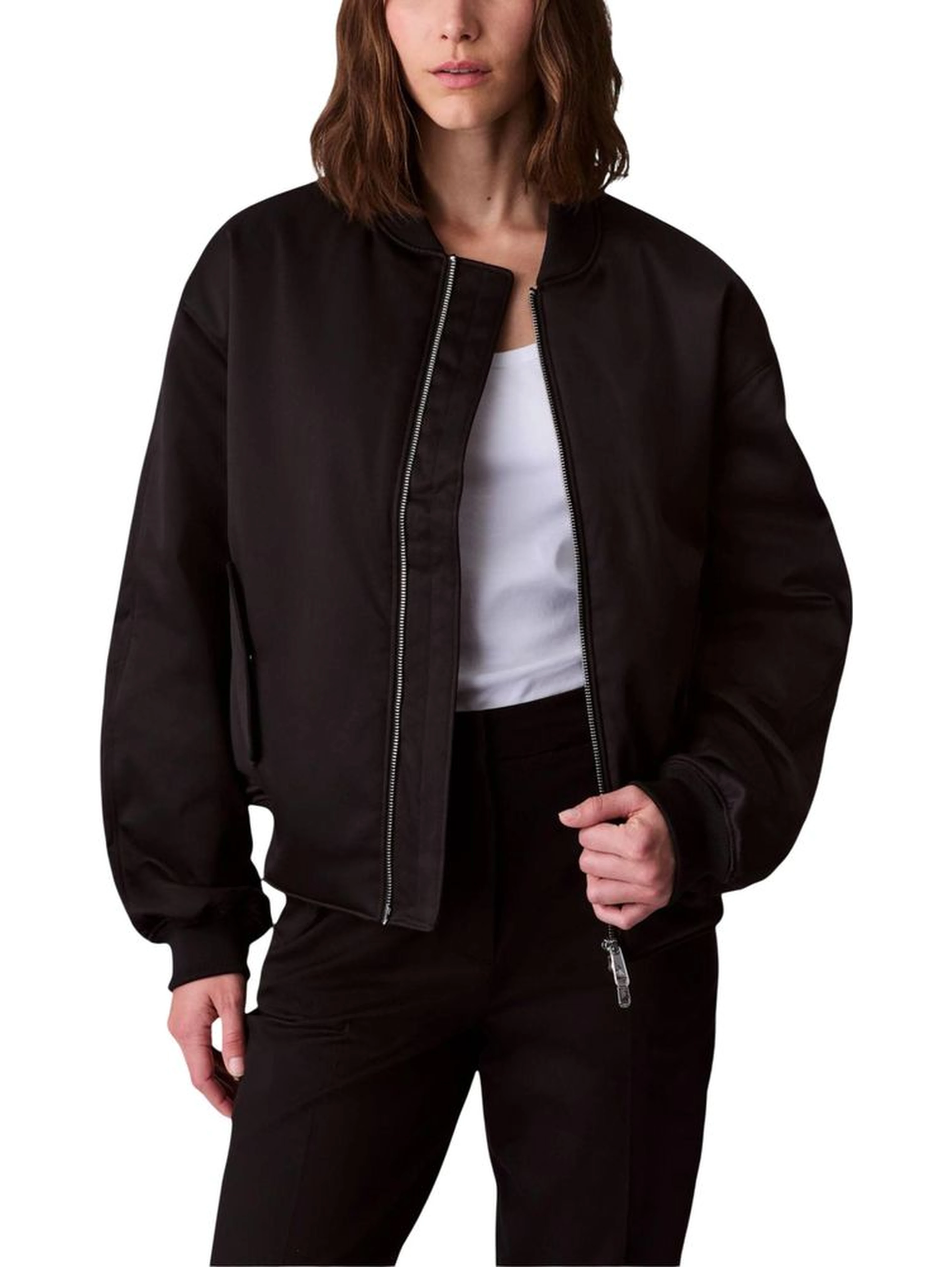 Black Recycled Polyester Bomber