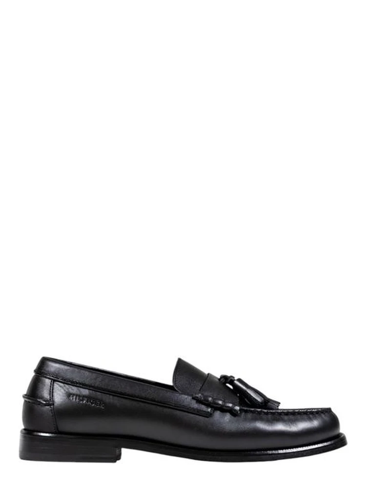 Black Leather Slip-On Loafers