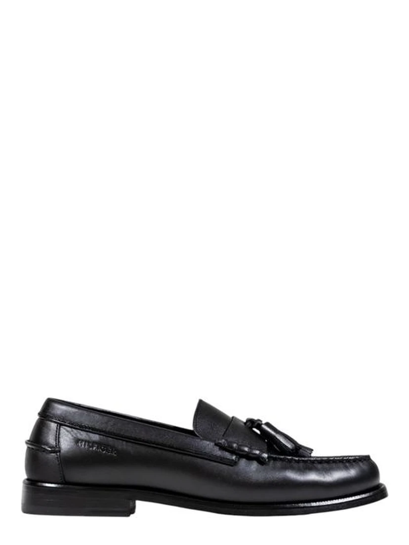 Black Leather Slip-On Loafers