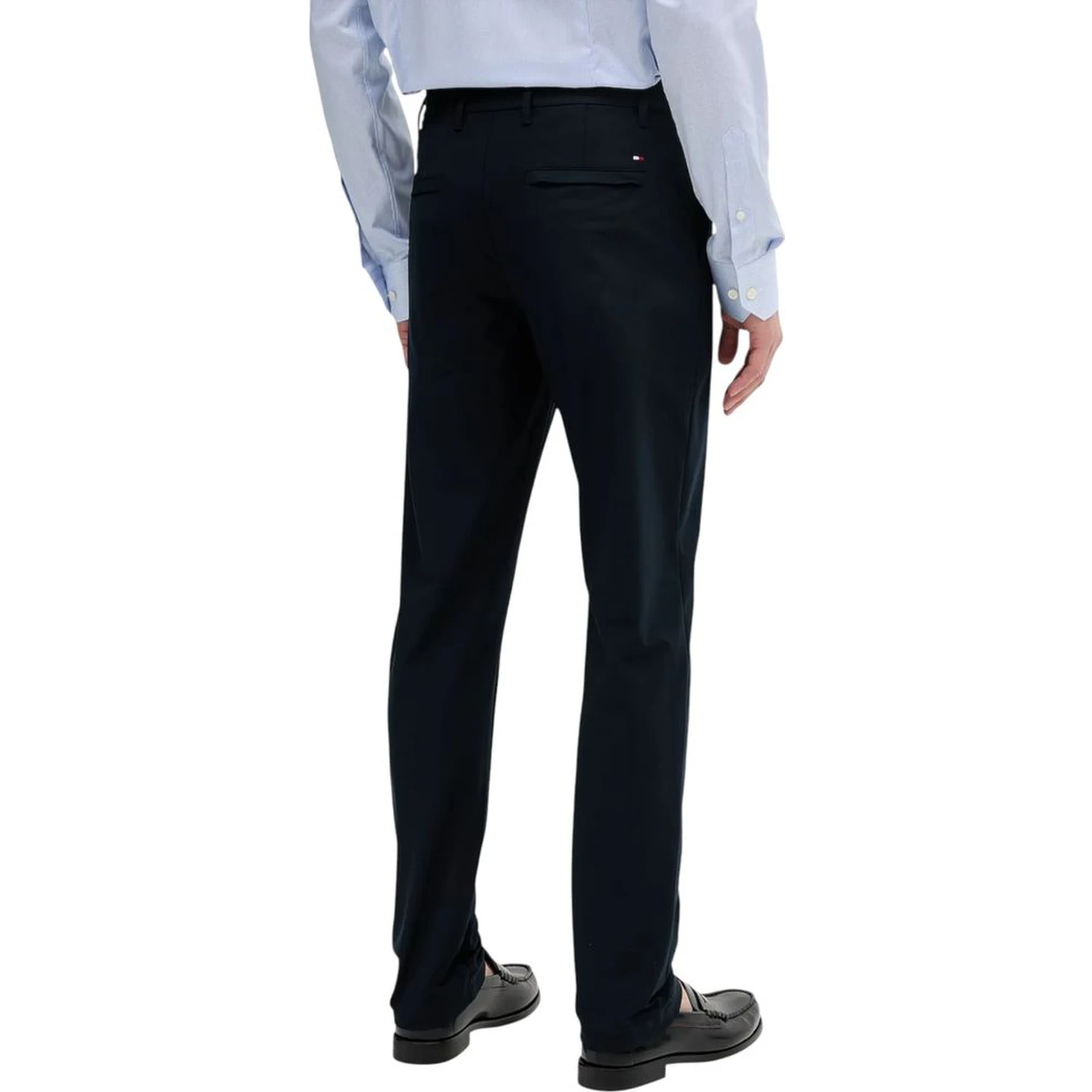 Blue Polyester Casual Pants