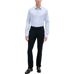 Blue Polyester Casual Pants