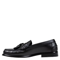Black Leather Slip-On Loafers