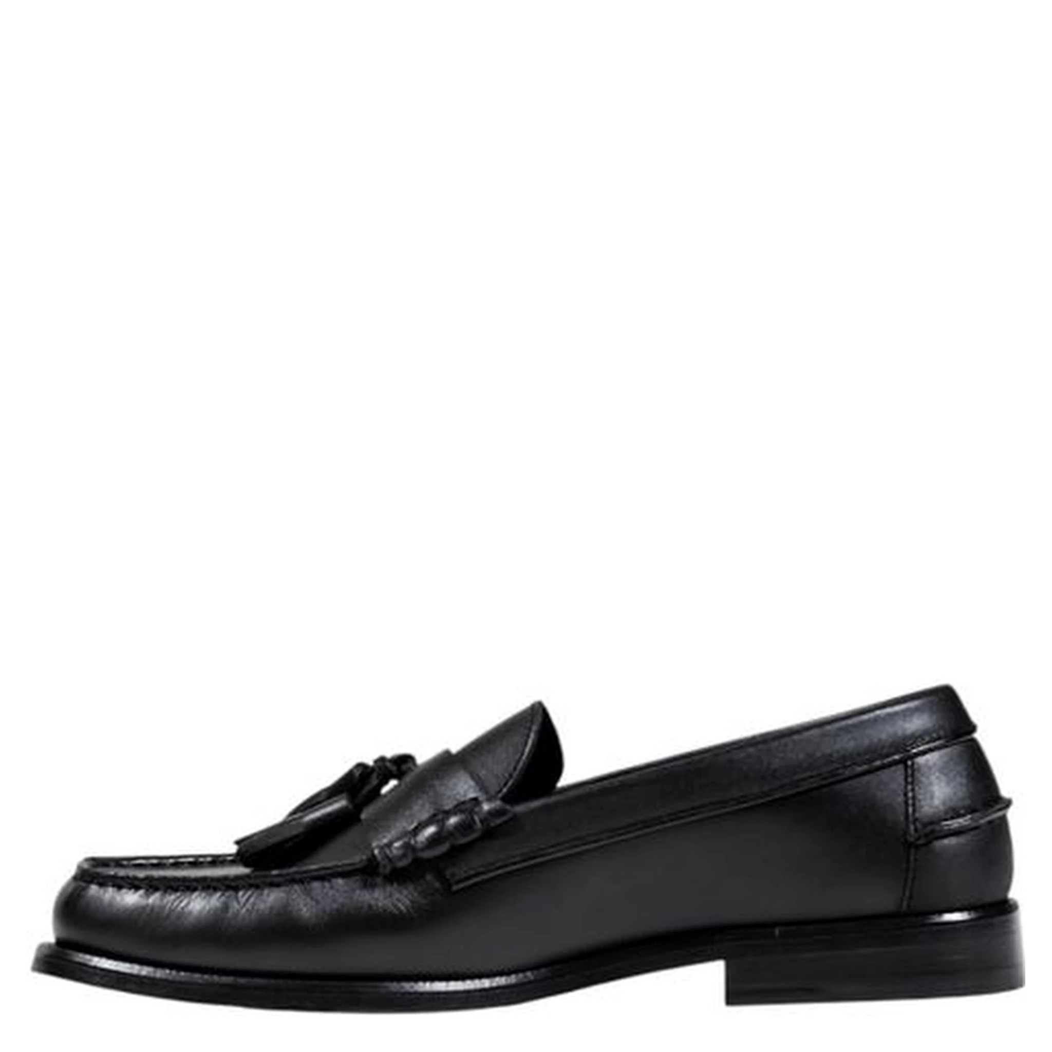 Black Leather Slip-On Loafers