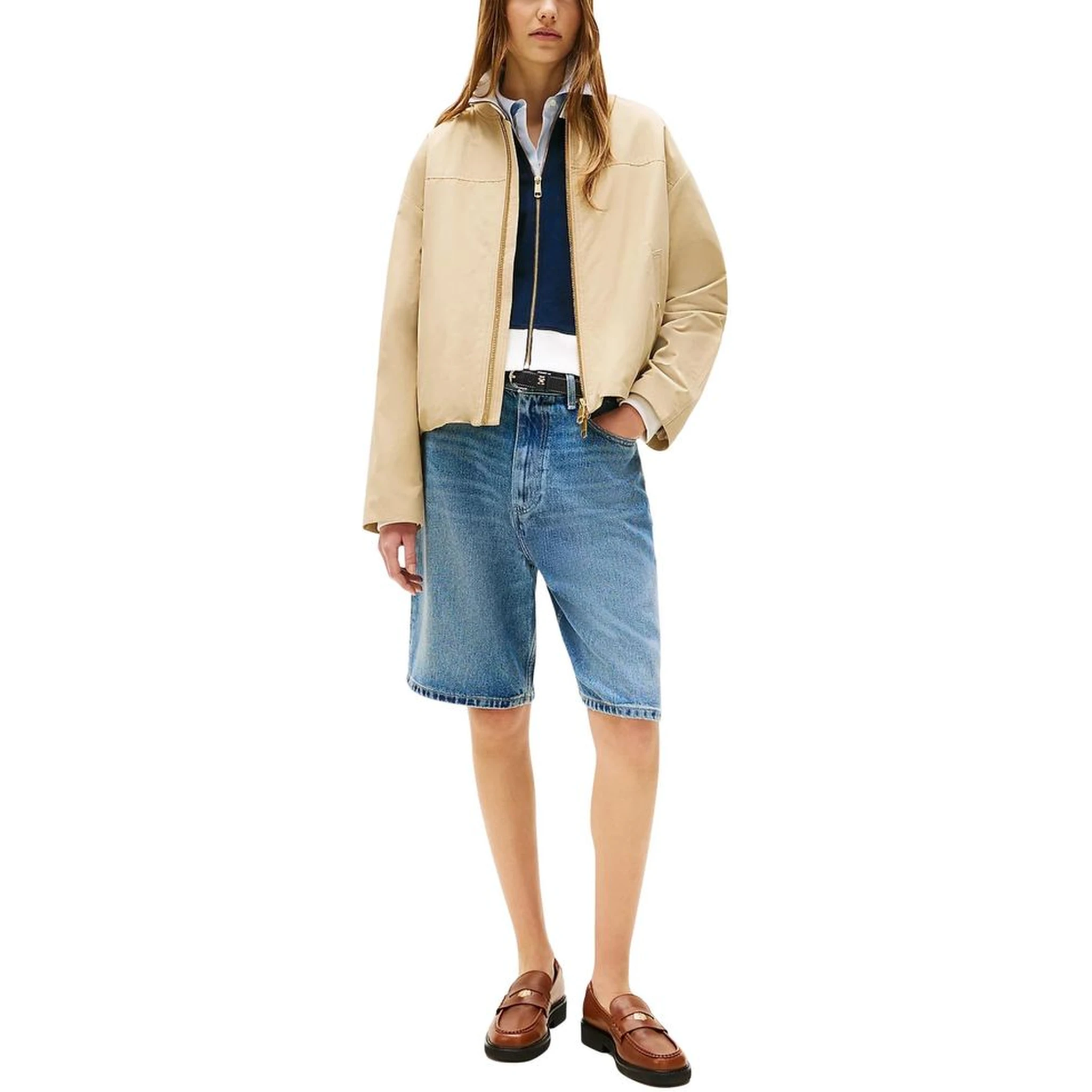 Beige Cotton Bomber