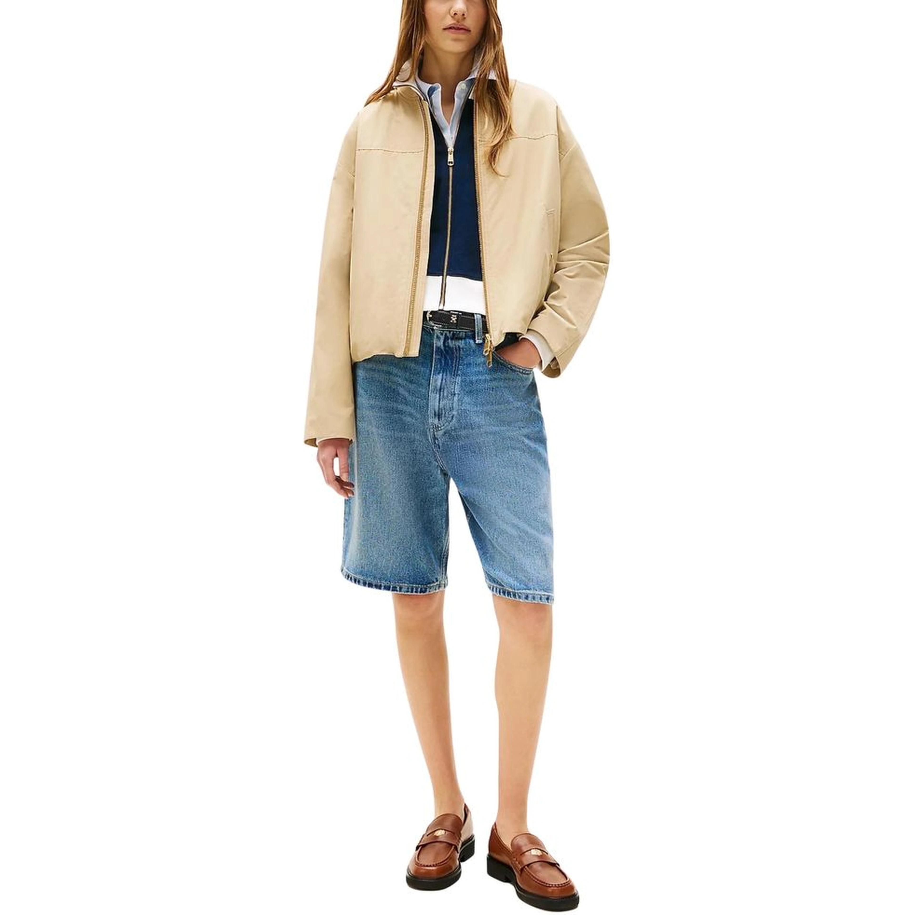 Beige Cotton Bomber