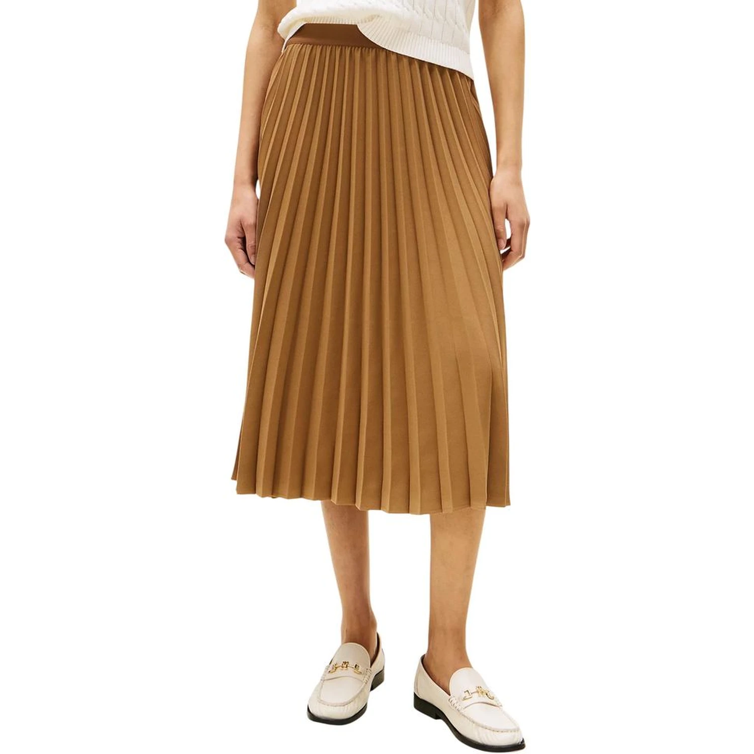Brown Recycled Polyester Midi Skirt