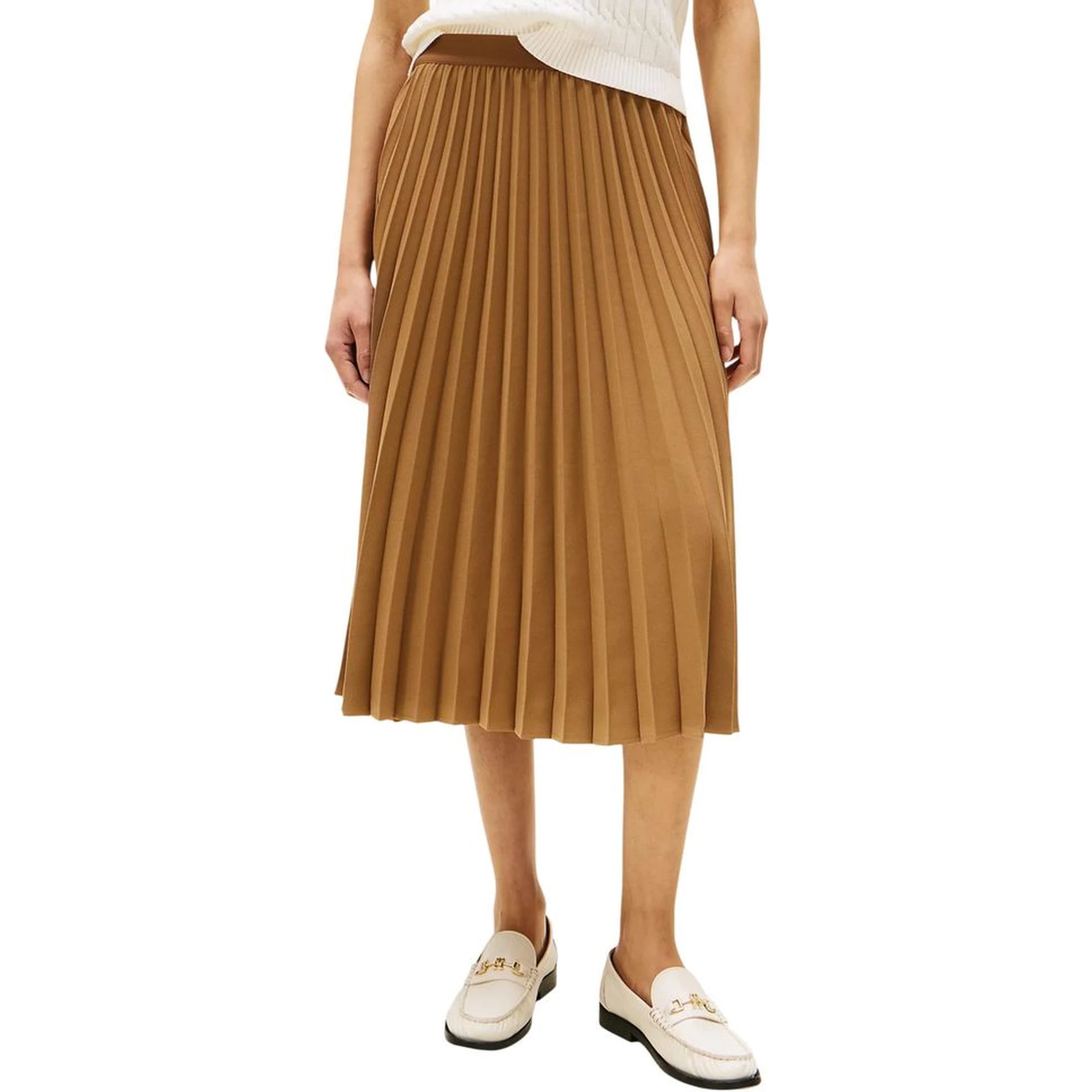Brown Recycled Polyester Midi Skirt