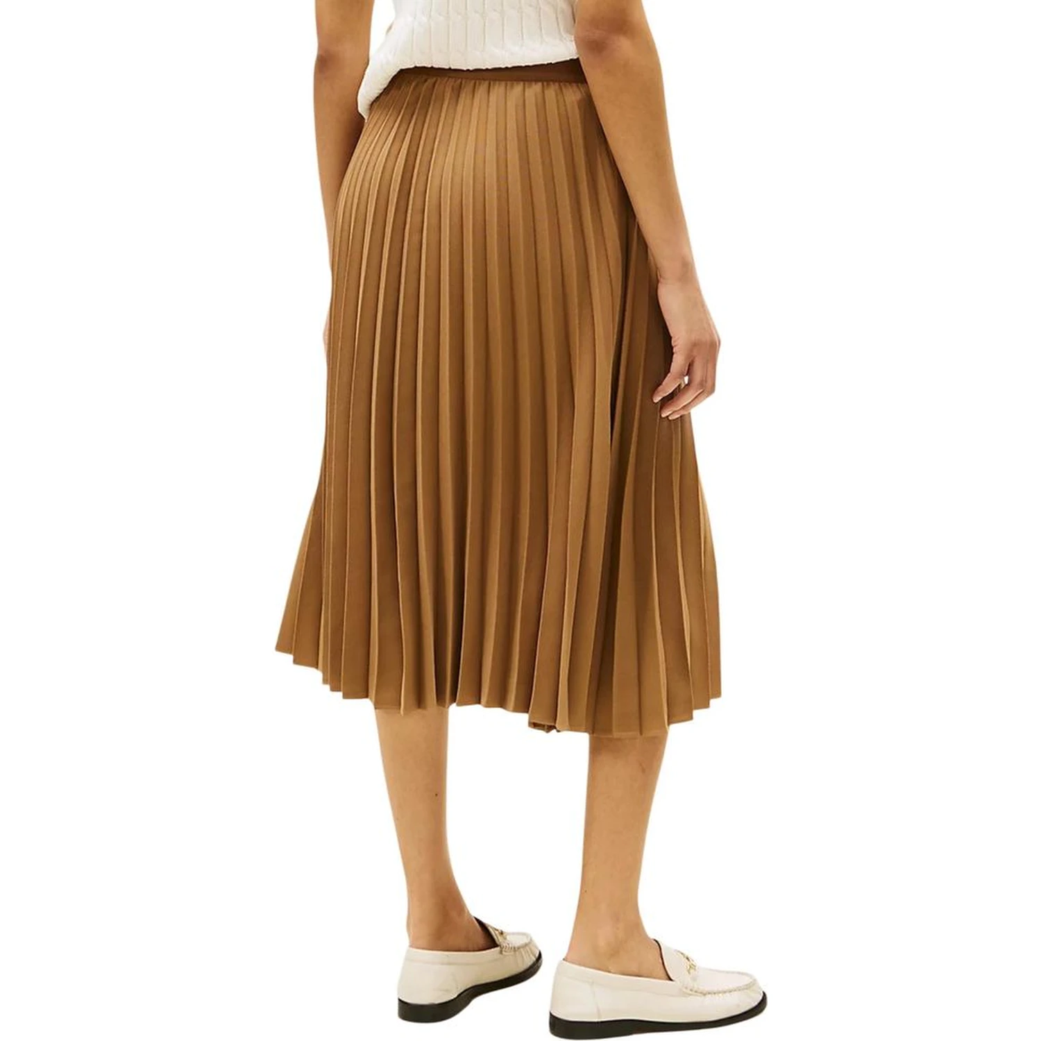Brown Recycled Polyester Midi Skirt