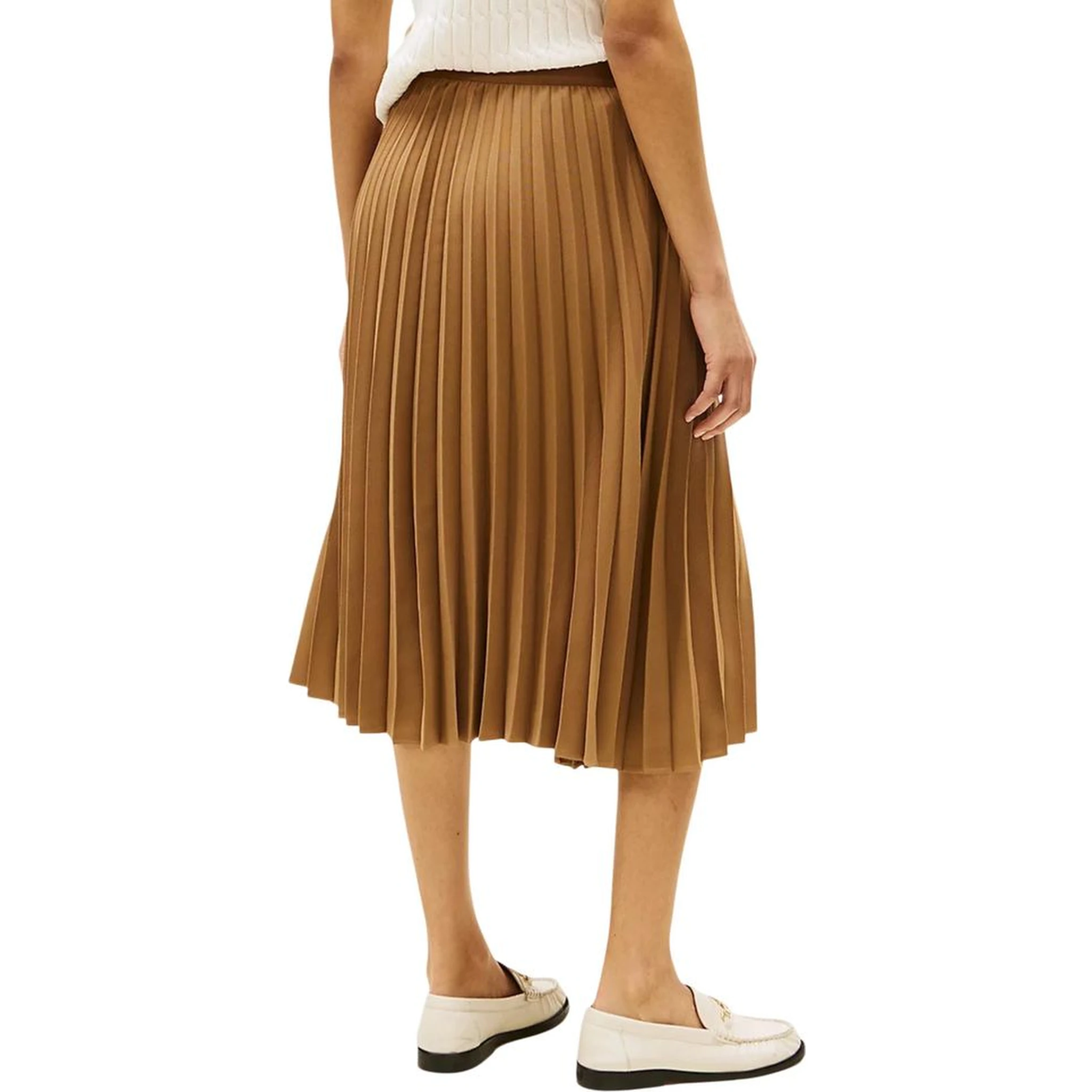 Brown Recycled Polyester Midi Skirt