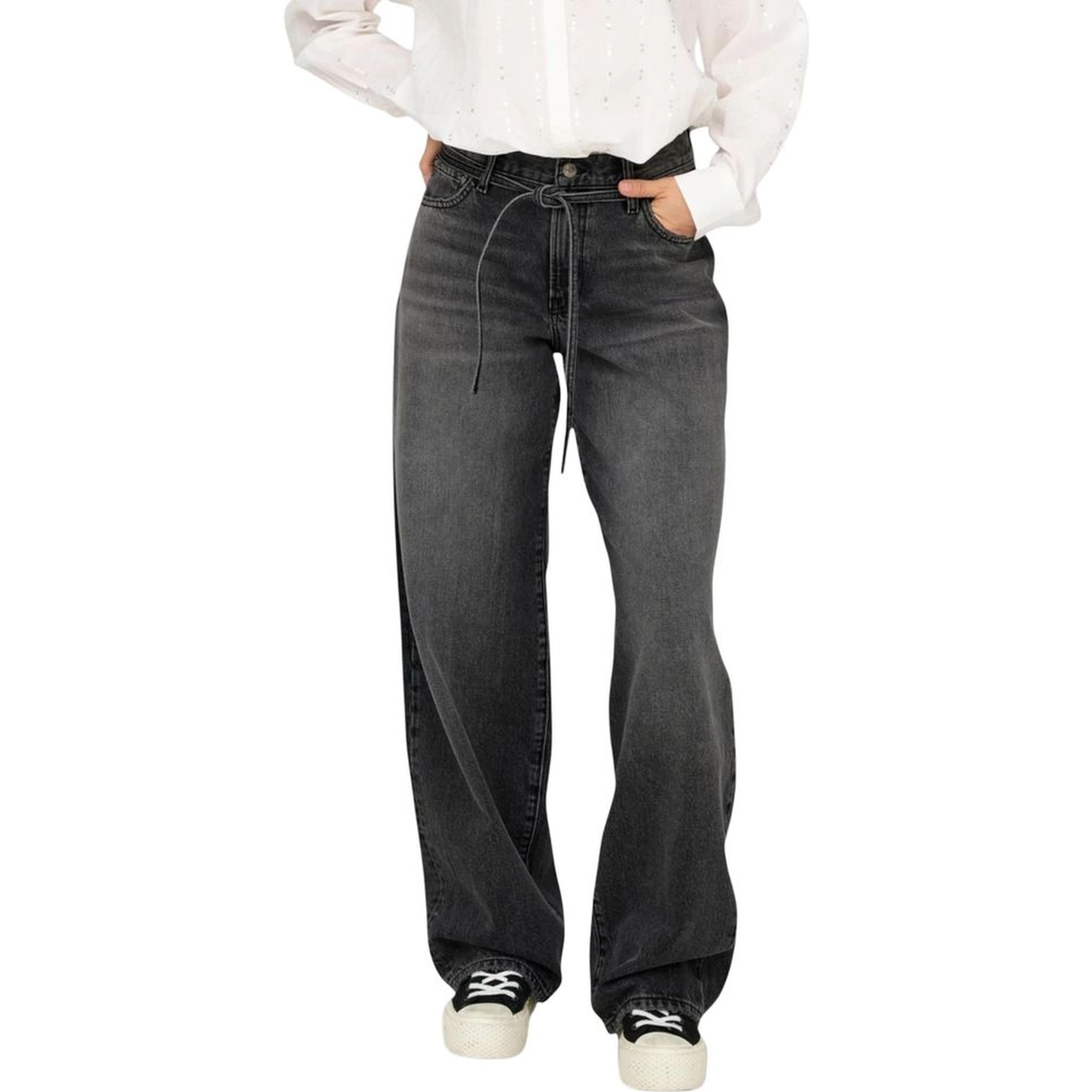 Black Recycled Cotton Mom Jeans