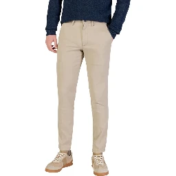 Beige Cotton Skinny Pants