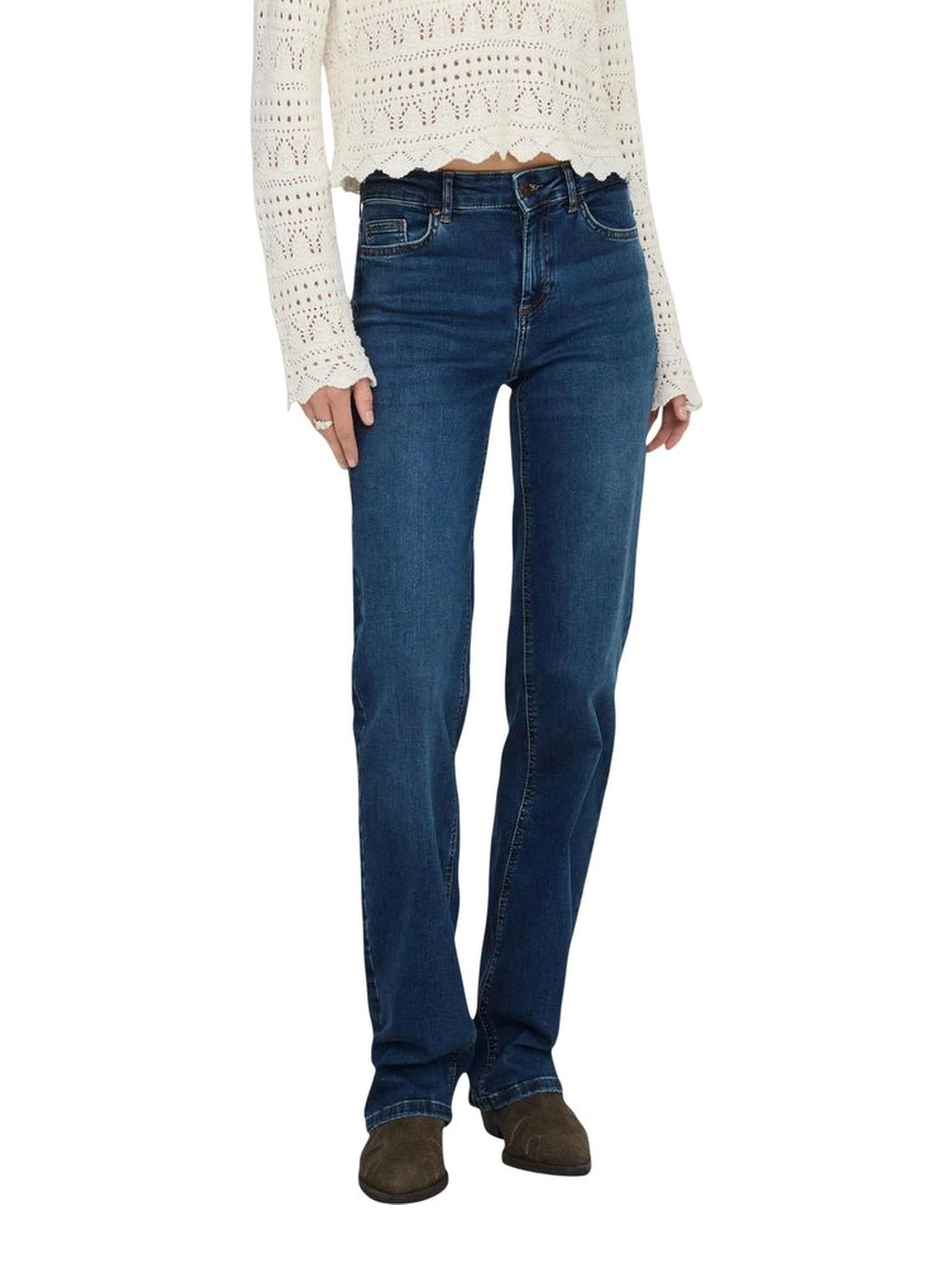 Blue Cotton Bootcut Jeans