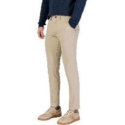 Beige Cotton Skinny Pants