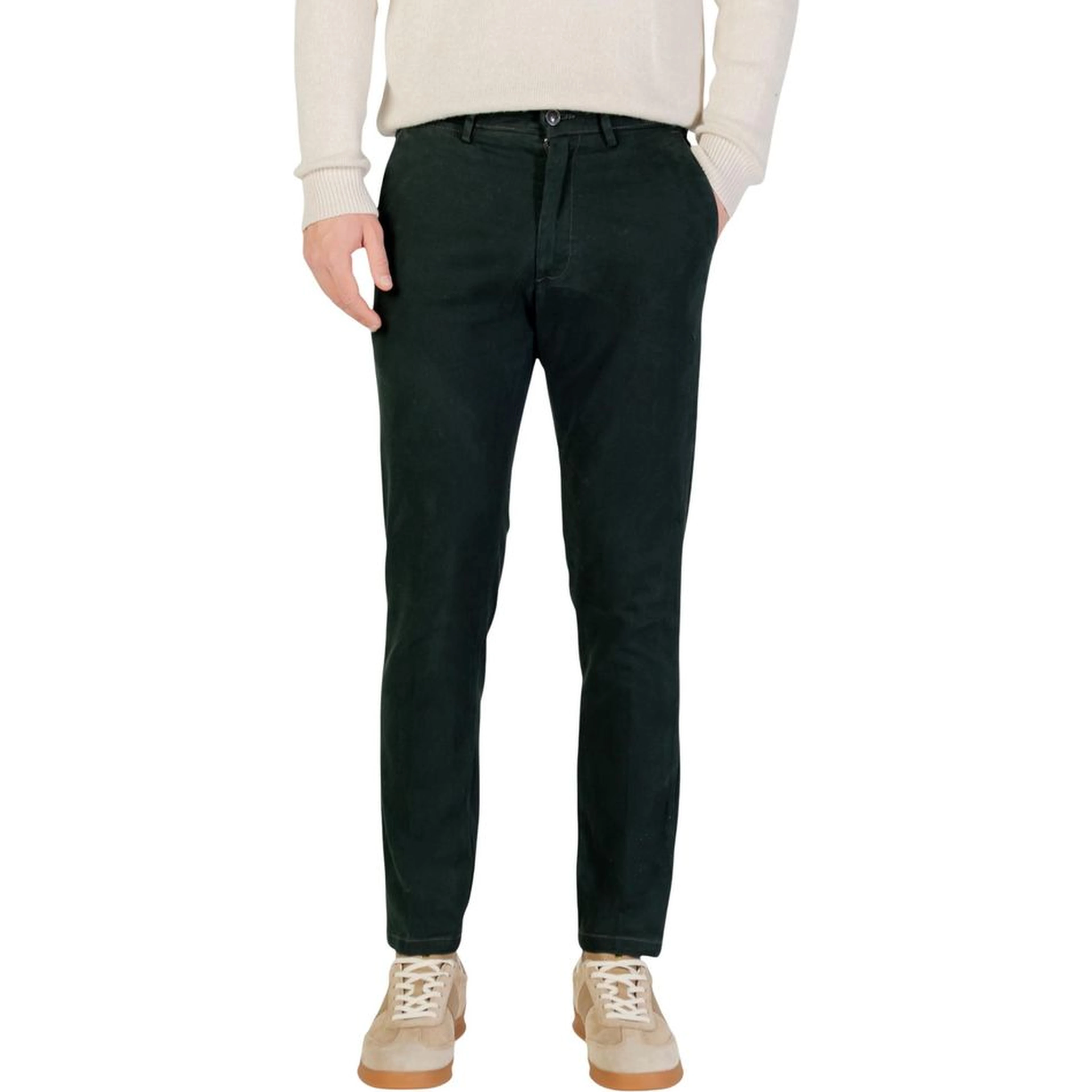 Green Cotton Skinny Pants