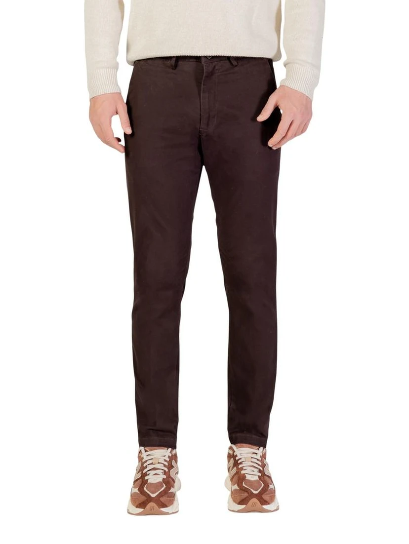 Brown Cotton Skinny Pants