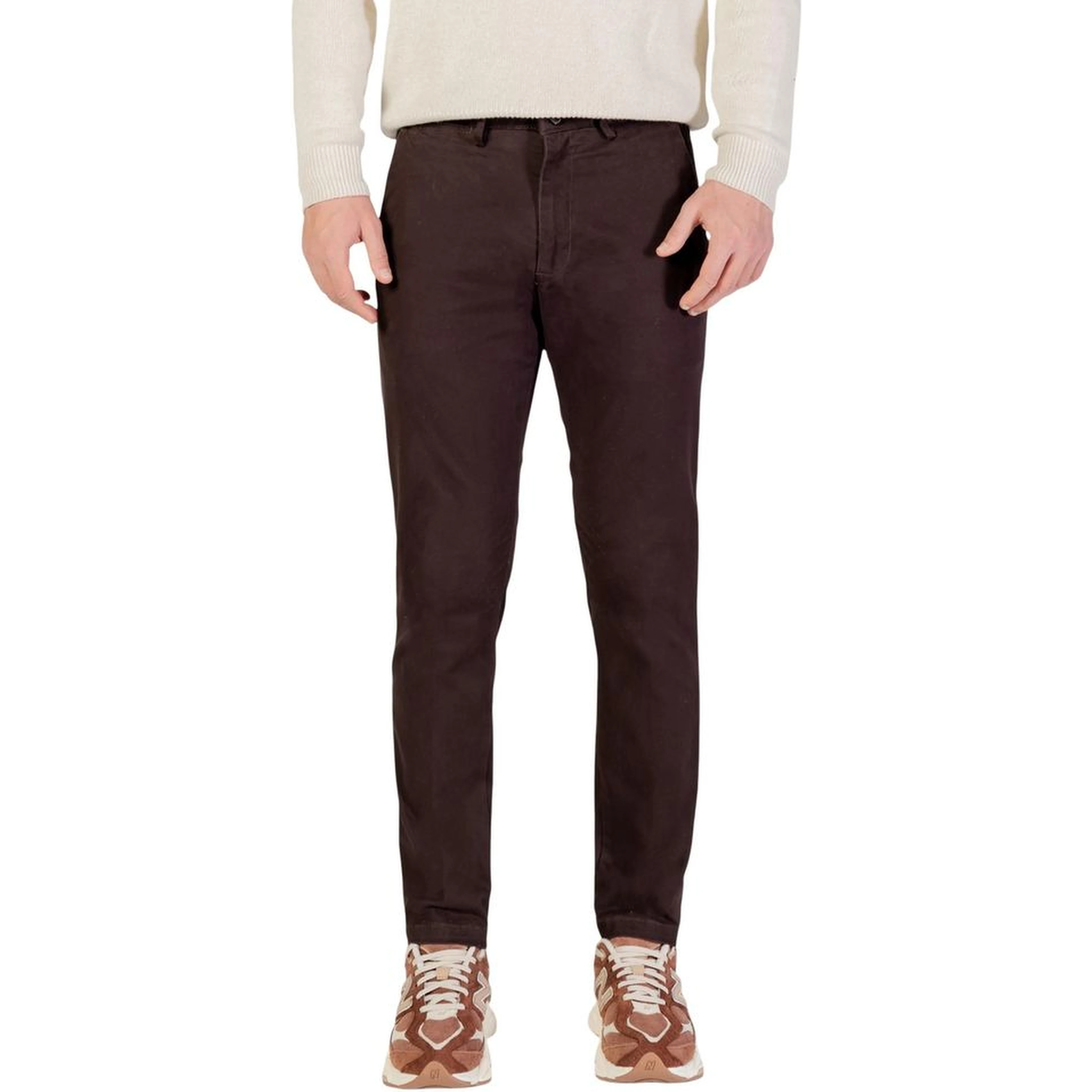 Brown Cotton Skinny Pants