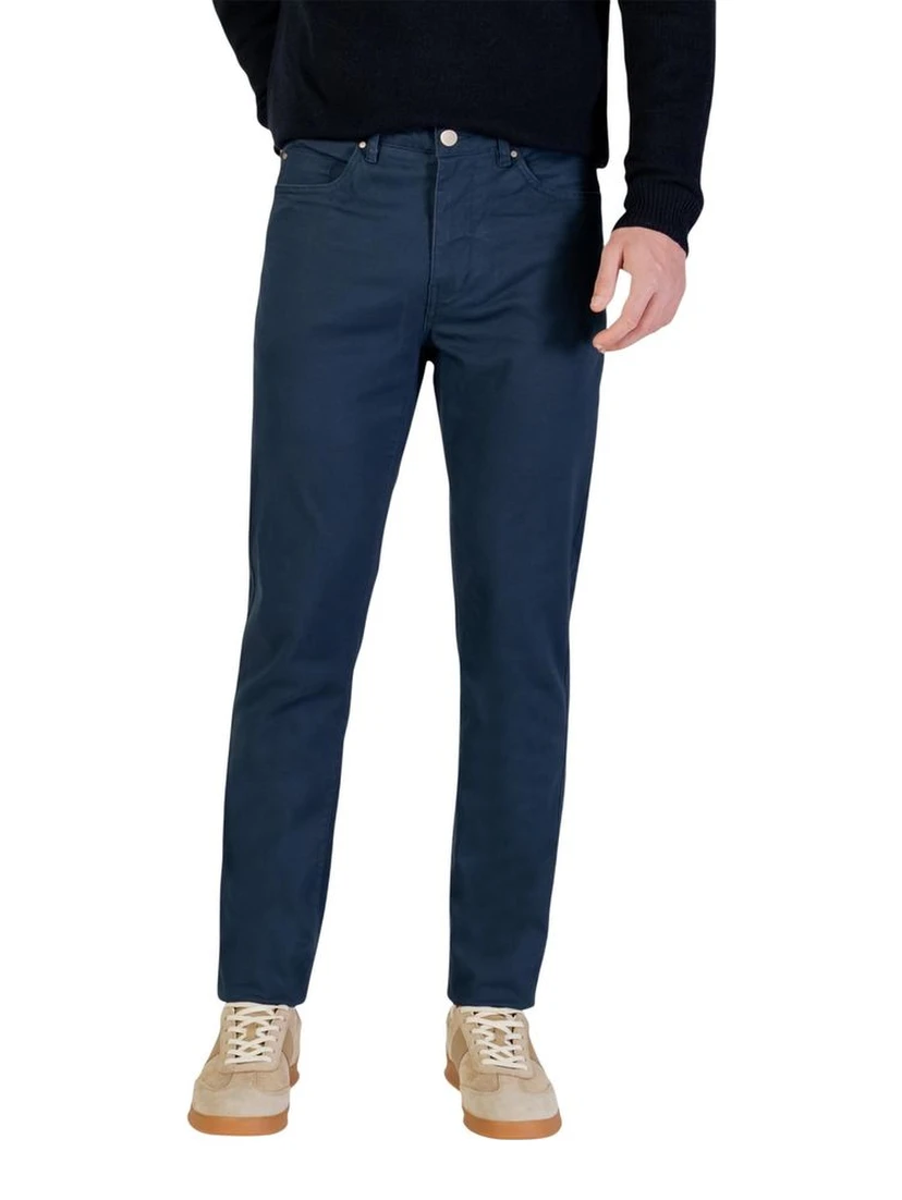 Blue Cotton Skinny Pants