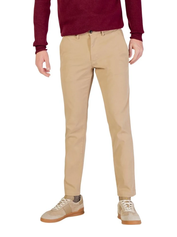Beige Cotton Skinny Pants