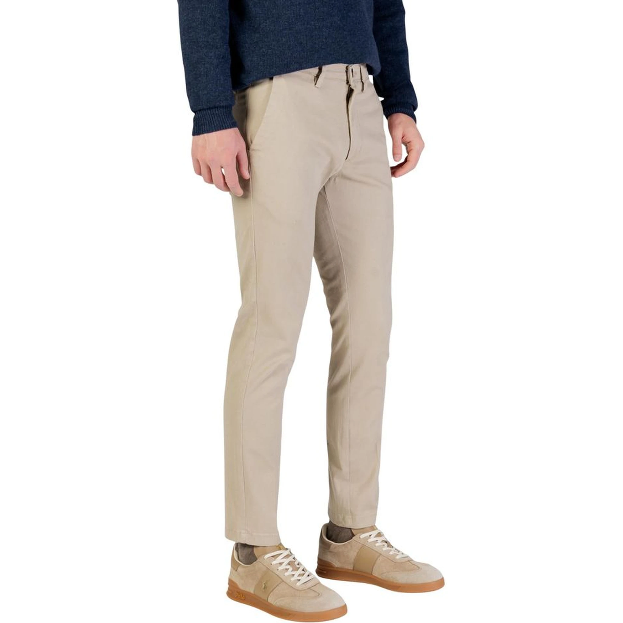 Beige Cotton Skinny Pants