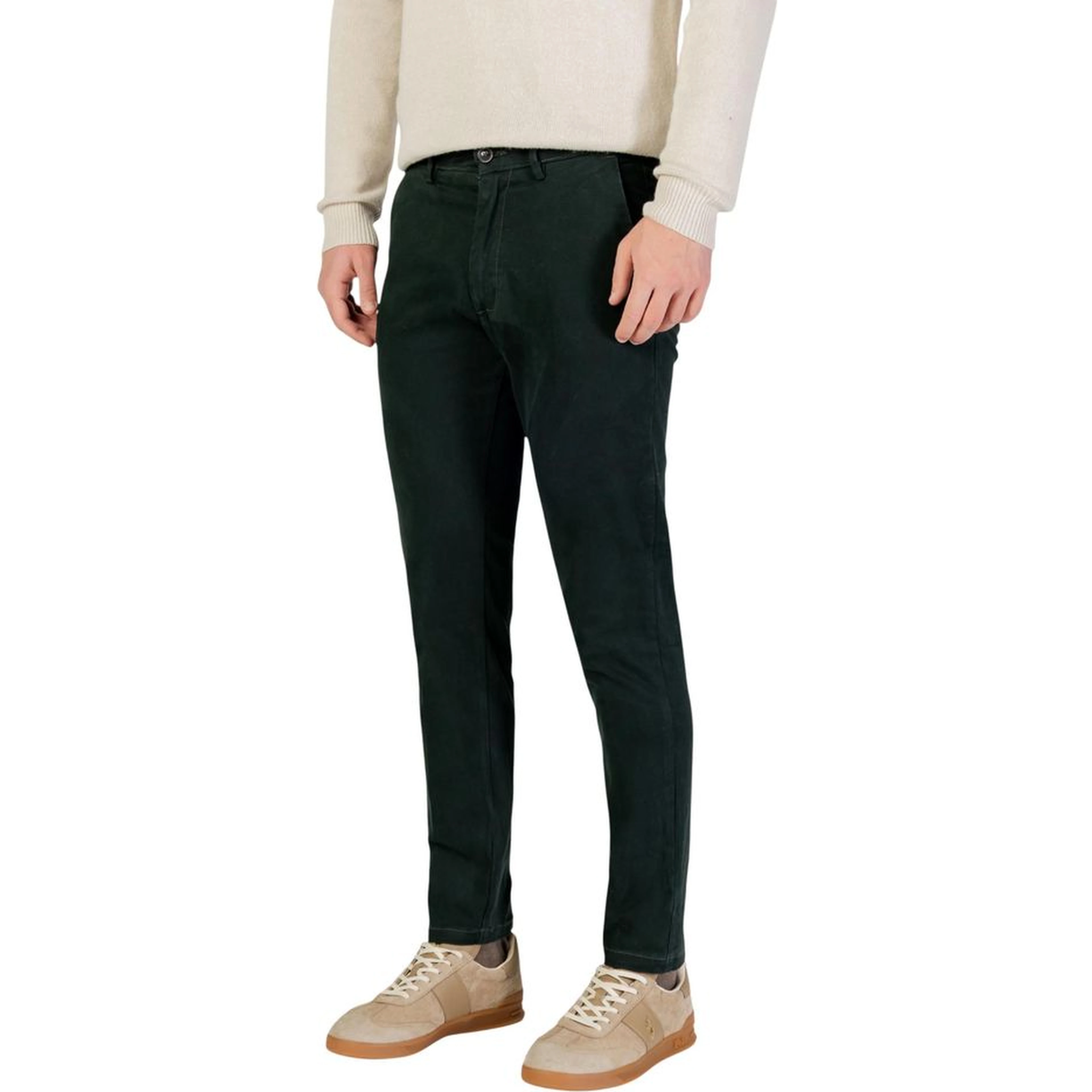 Green Cotton Skinny Pants