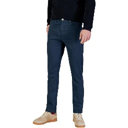 Blue Cotton Skinny Pants
