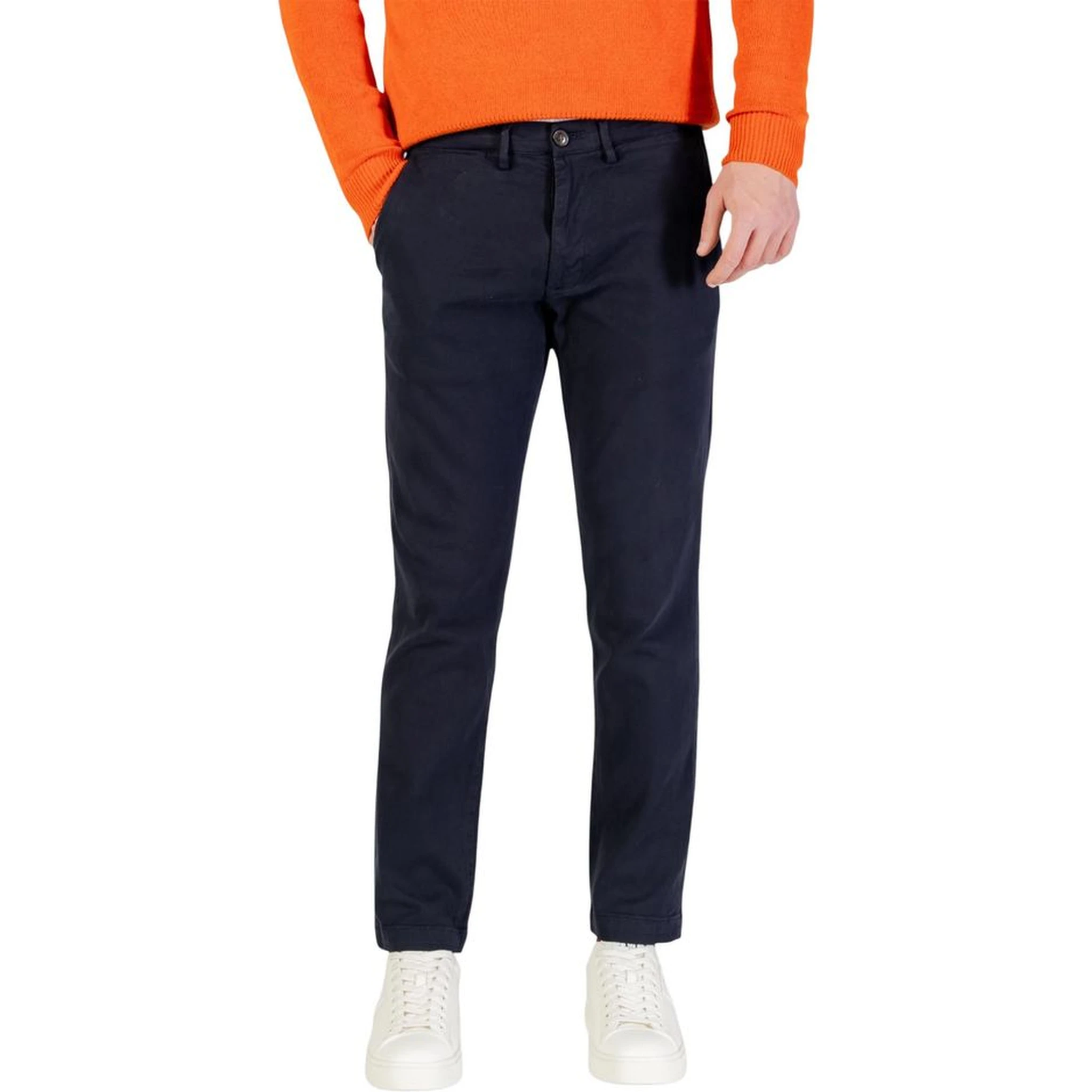 Blue Cotton Skinny Pants