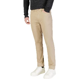 Beige Cotton Skinny Pants