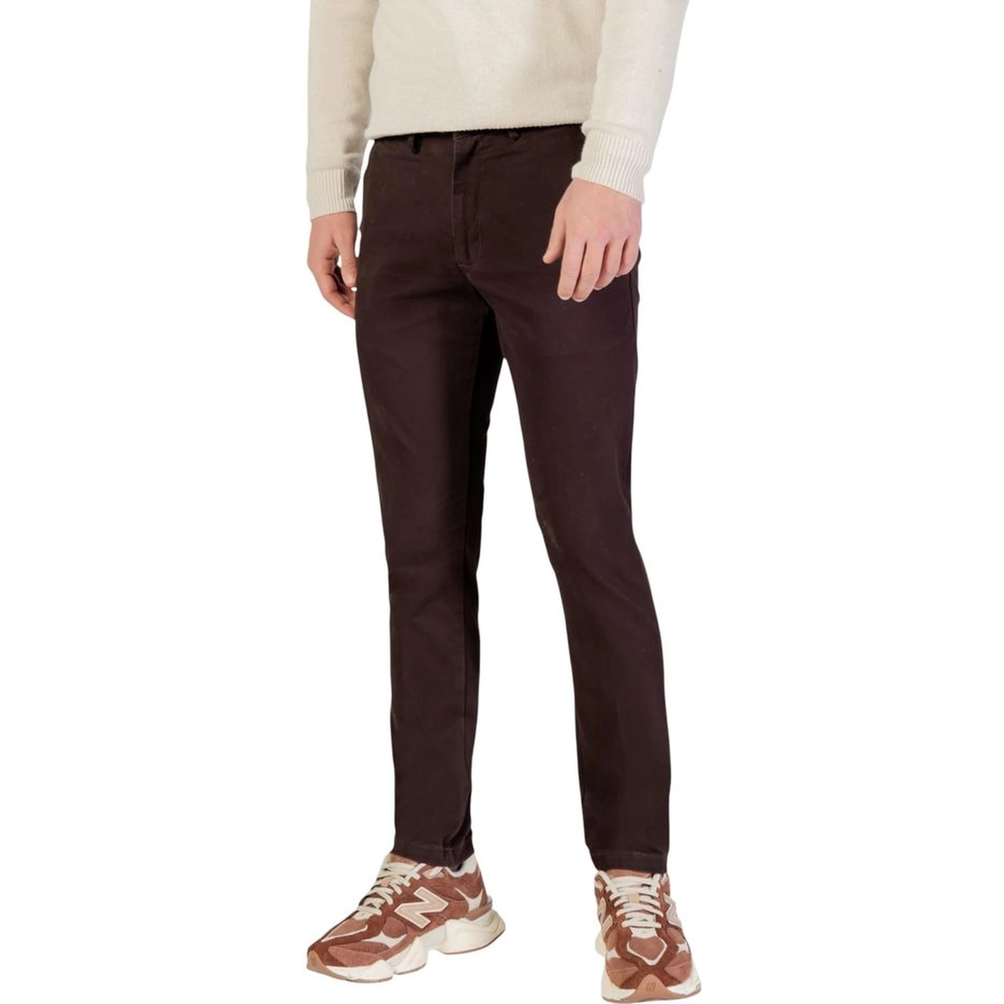 Brown Cotton Skinny Pants