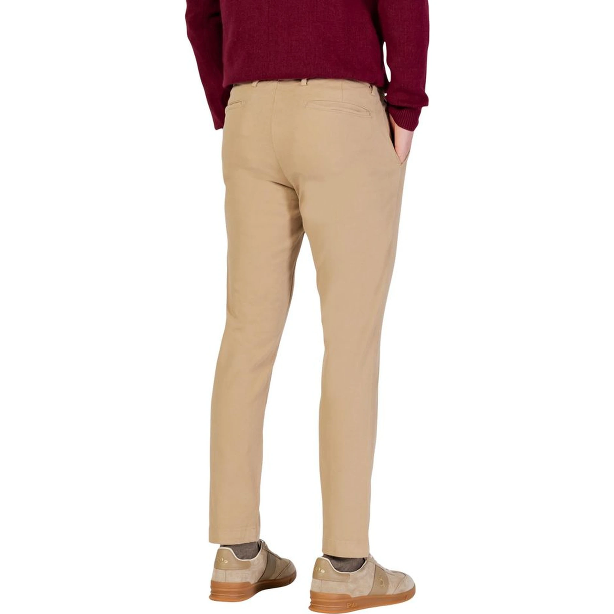 Beige Cotton Skinny Pants