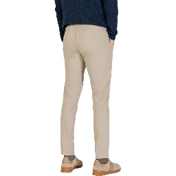 Beige Cotton Skinny Pants