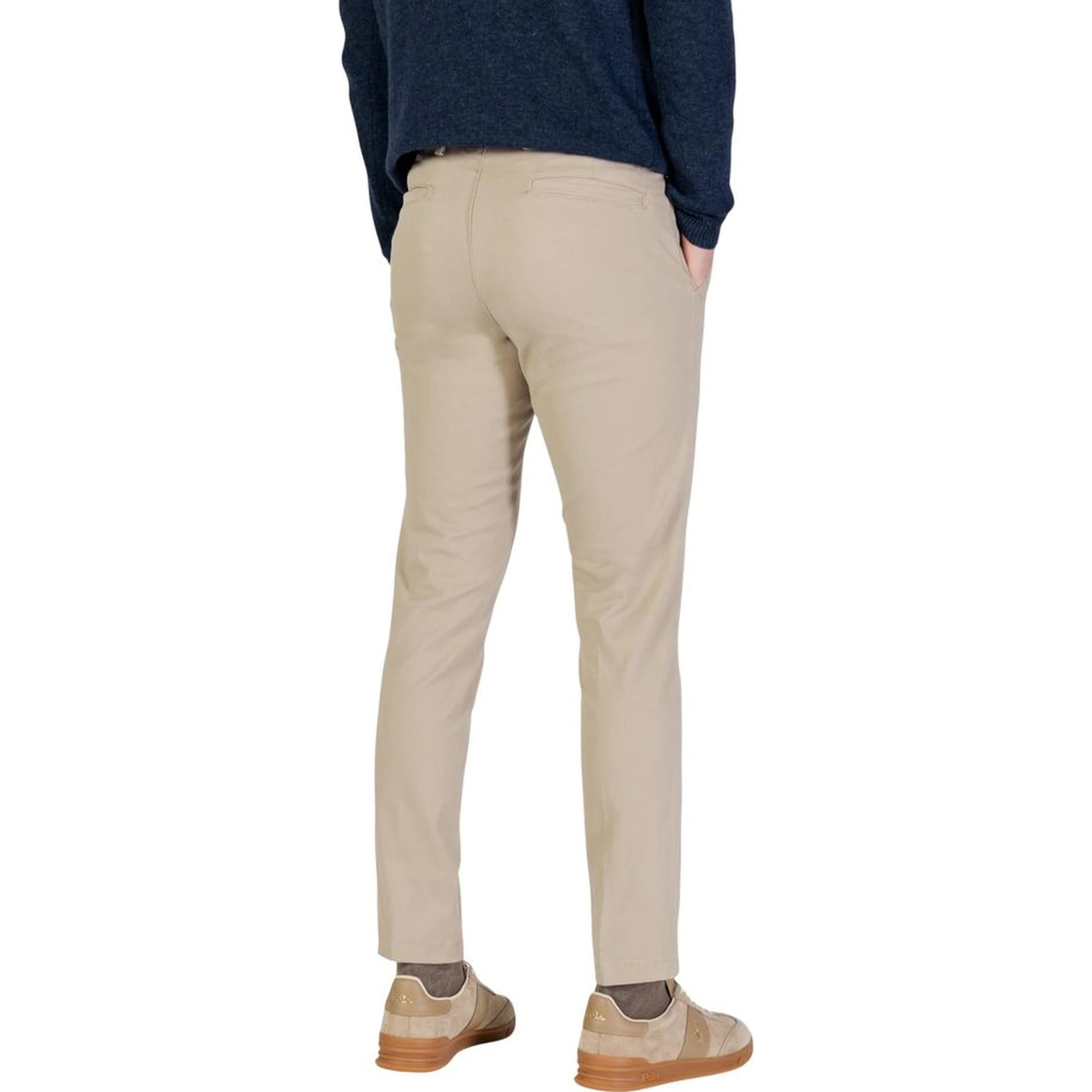 Beige Cotton Skinny Pants