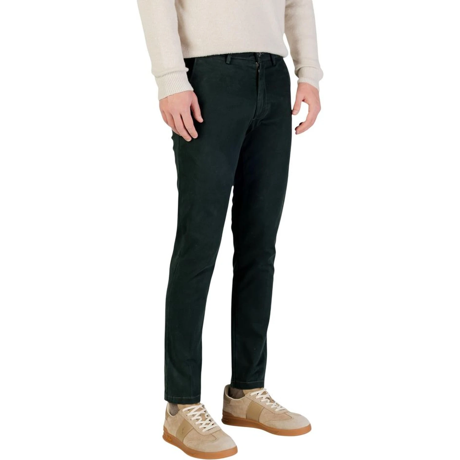 Green Cotton Skinny Pants