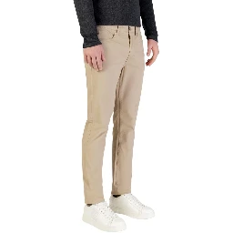 Beige Cotton Skinny Pants