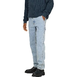 بنطلون جينز أزرق قطني بقصة مريحة