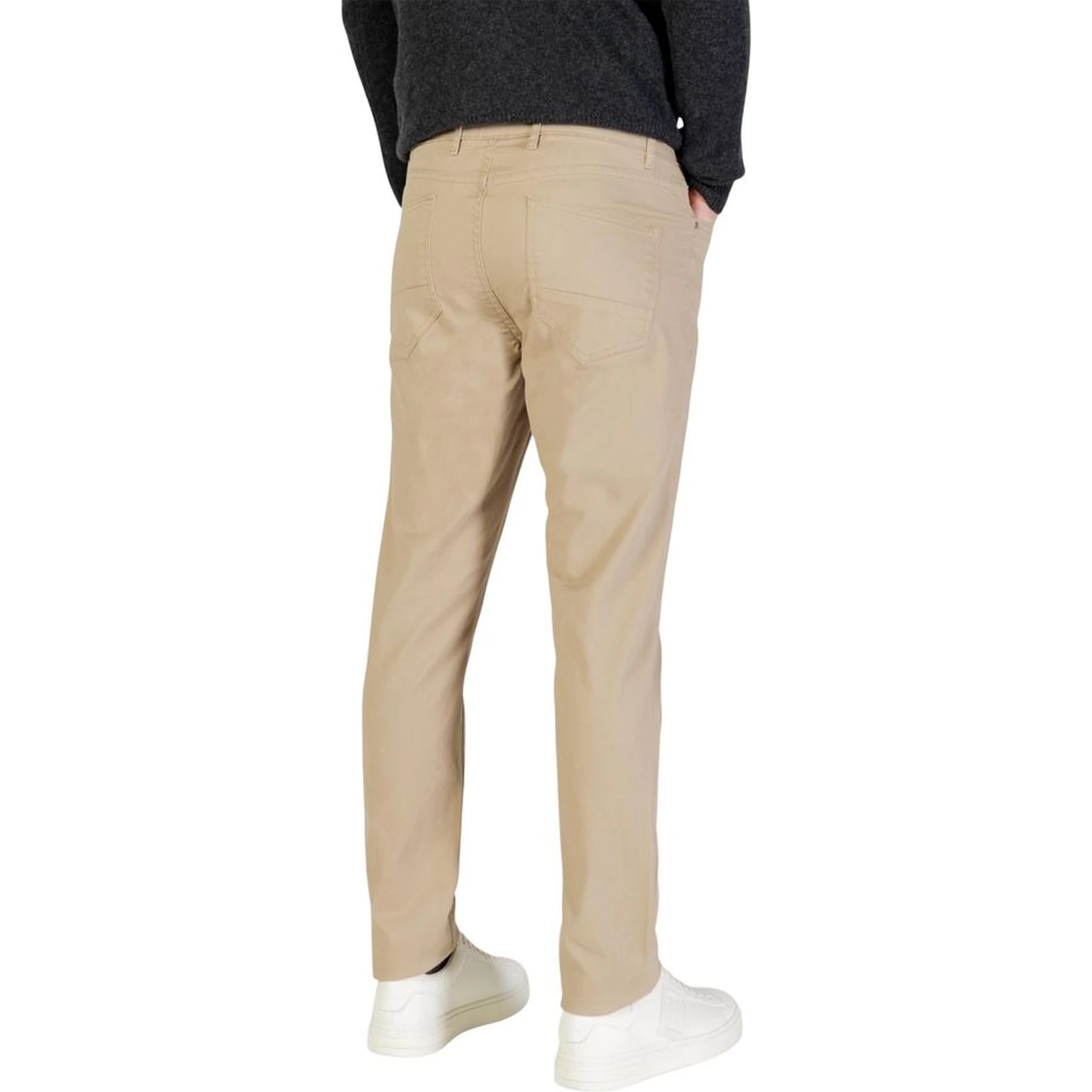 Beige Cotton Skinny Pants
