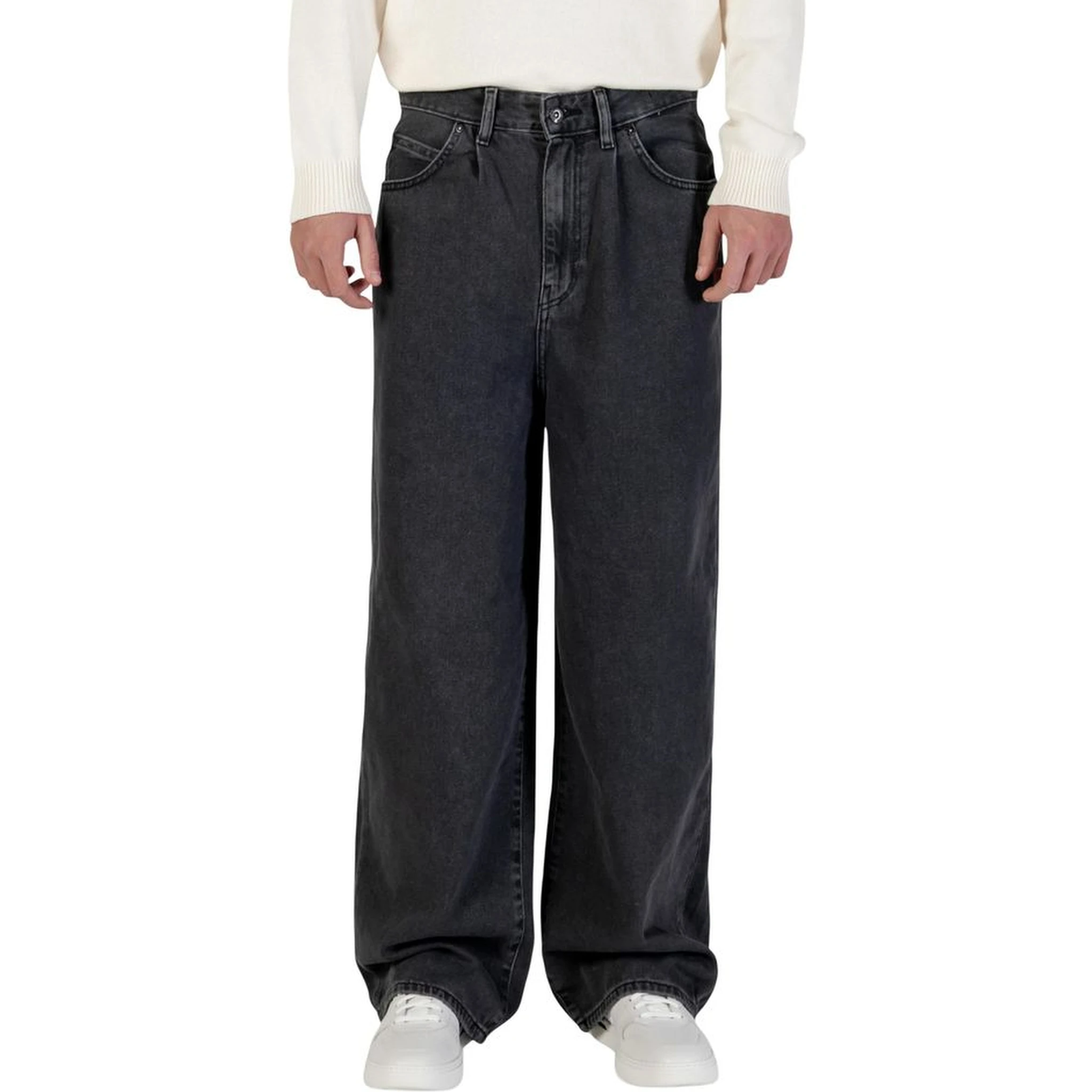 Black Cotton Relaxed Fit Jeans