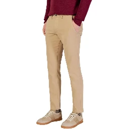 Beige Cotton Skinny Pants