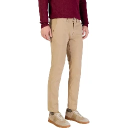 Beige Cotton Skinny Pants