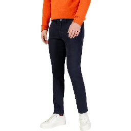 Blue Cotton Skinny Pants