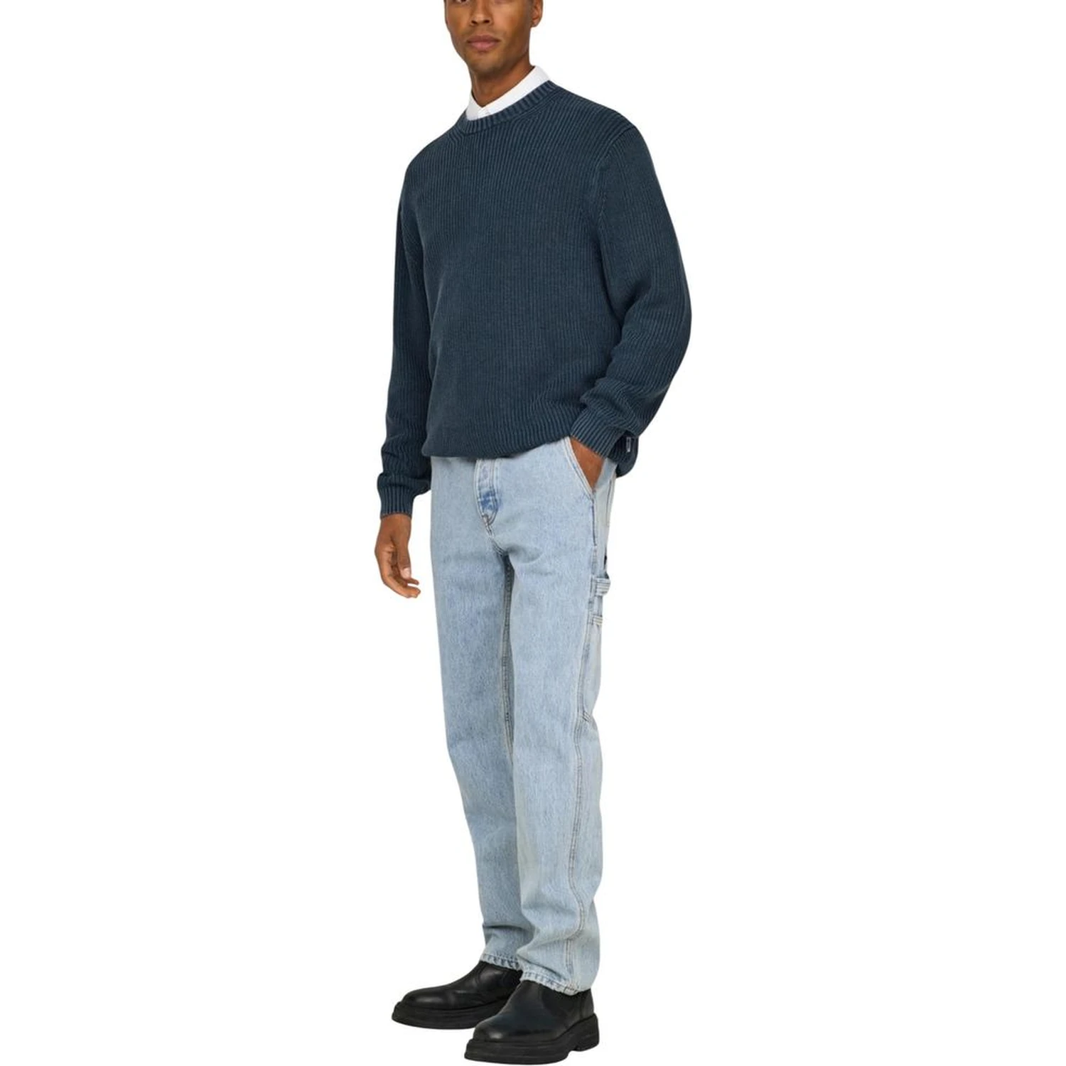 Blue Cotton Relaxed Fit Jeans