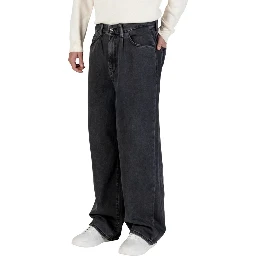 Black Cotton Relaxed Fit Jeans