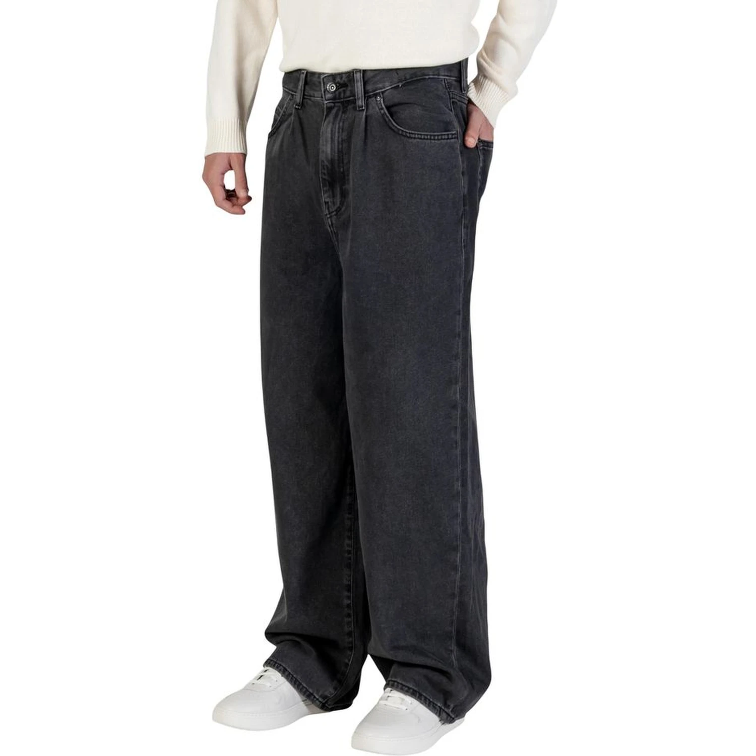 Black Cotton Relaxed Fit Jeans